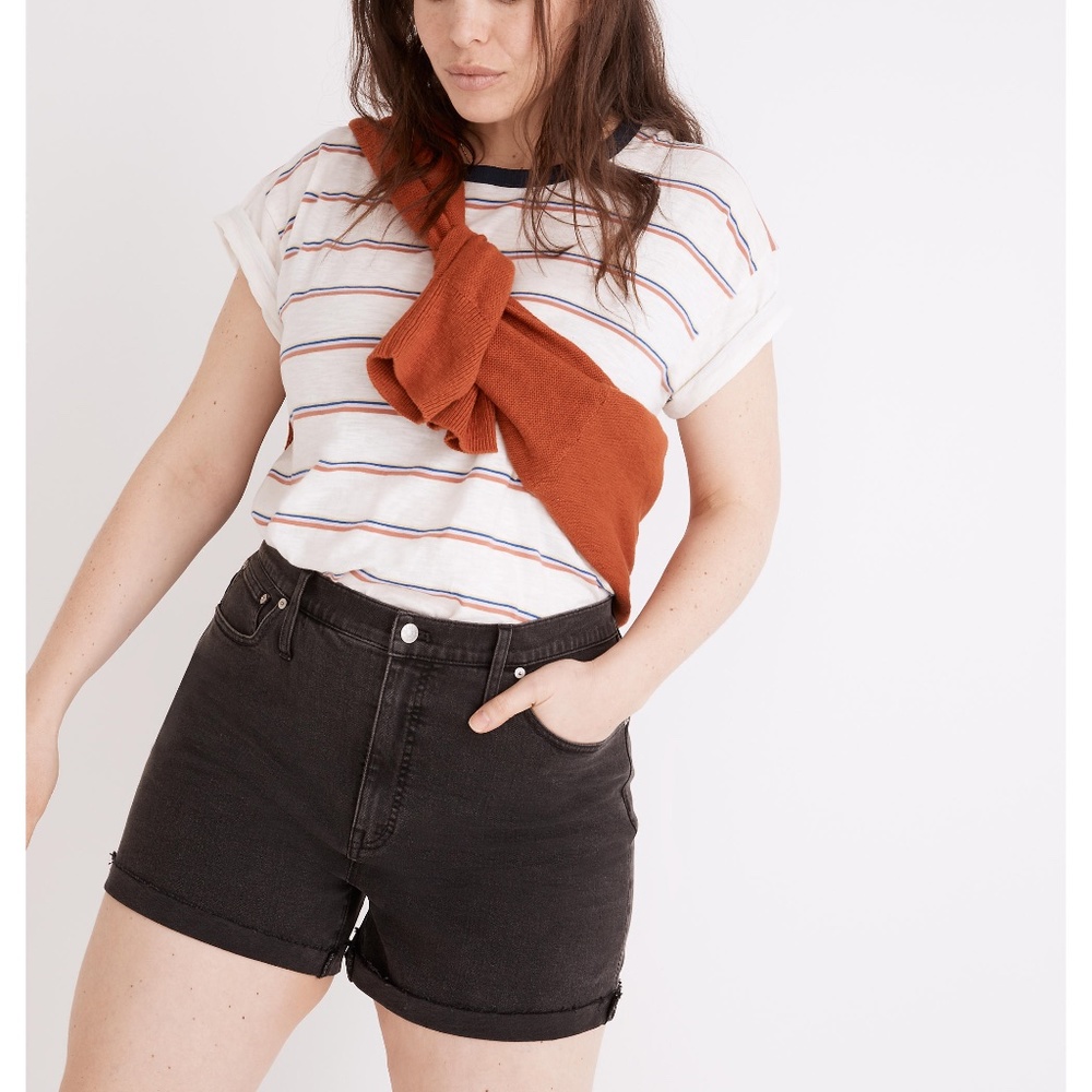 Madewell High-Rise Denim Shorts in Lunar Wash: Raw-Hem Edition